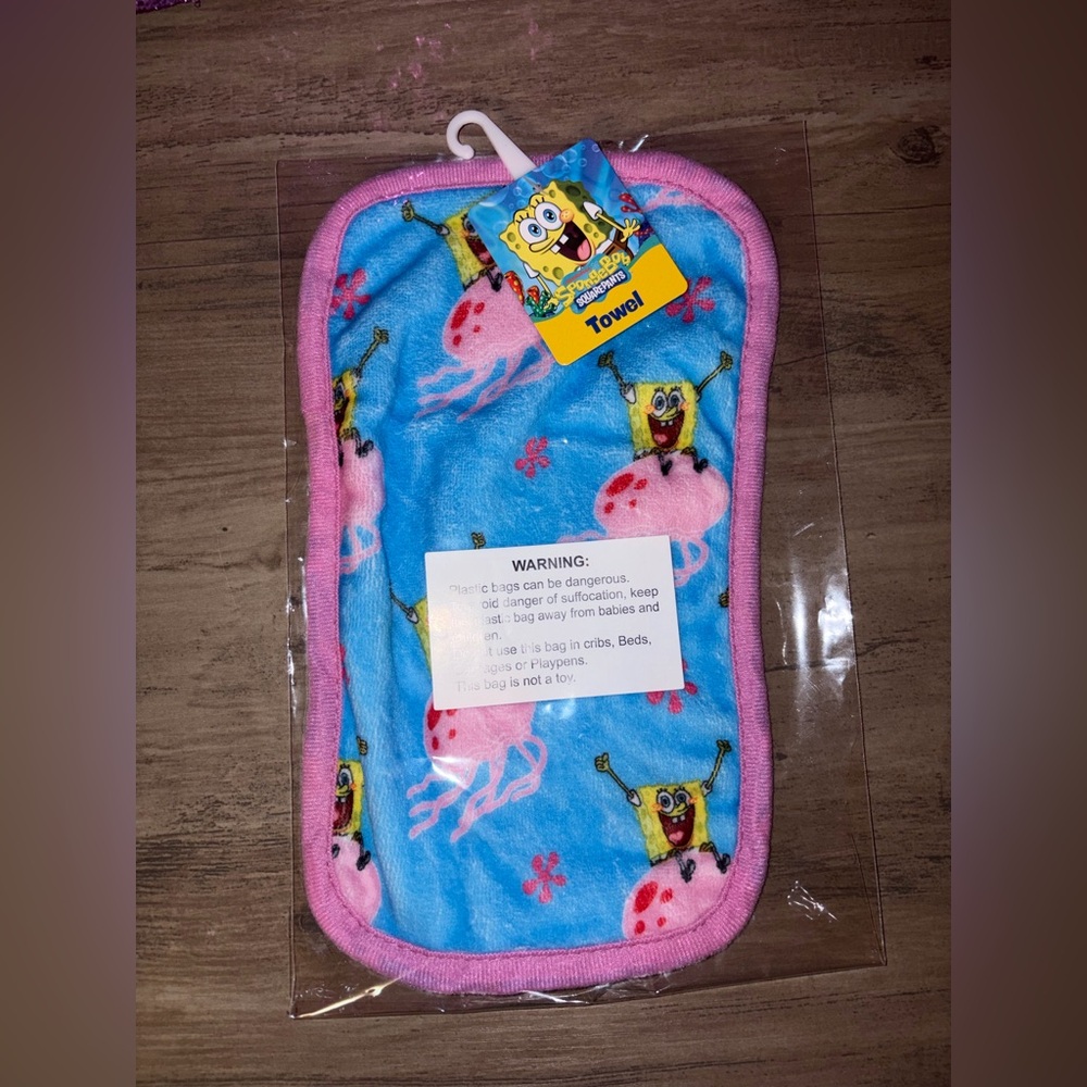 SpongeBob SquarePants Nickelodeon Washcloth Towel NWT Blue Pink Kids Cartoon